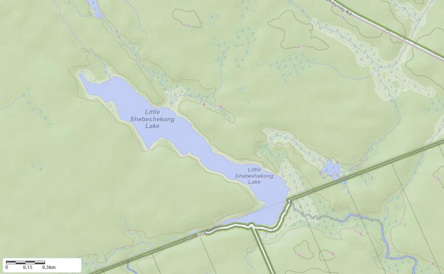 Topographical Map of Little Shebeshekong Lake in Municipality of Archipelago and the District of Parry Sound